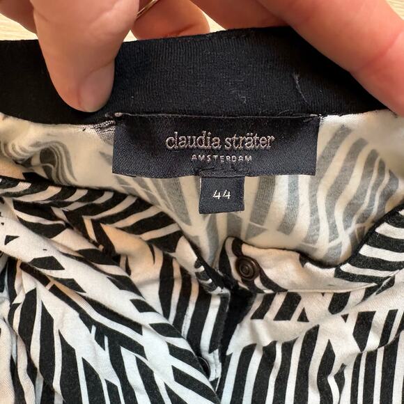 Amsterdam‎ - Claudia Strater Pattern Long Sleeve Blouse W 44/L Color Black/White - Picture 5 of 6